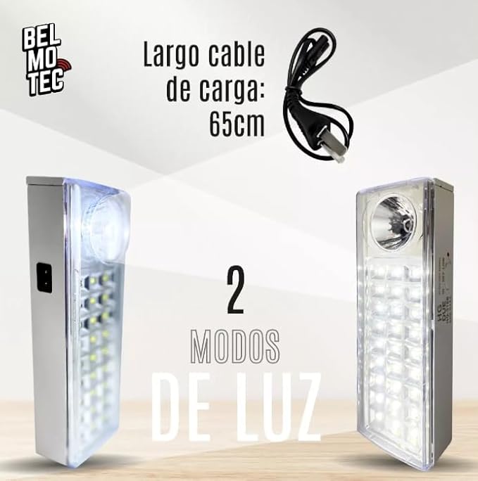 كشاف طوارئ LED قابل لإعادة الشحن مع مصباح يدوي